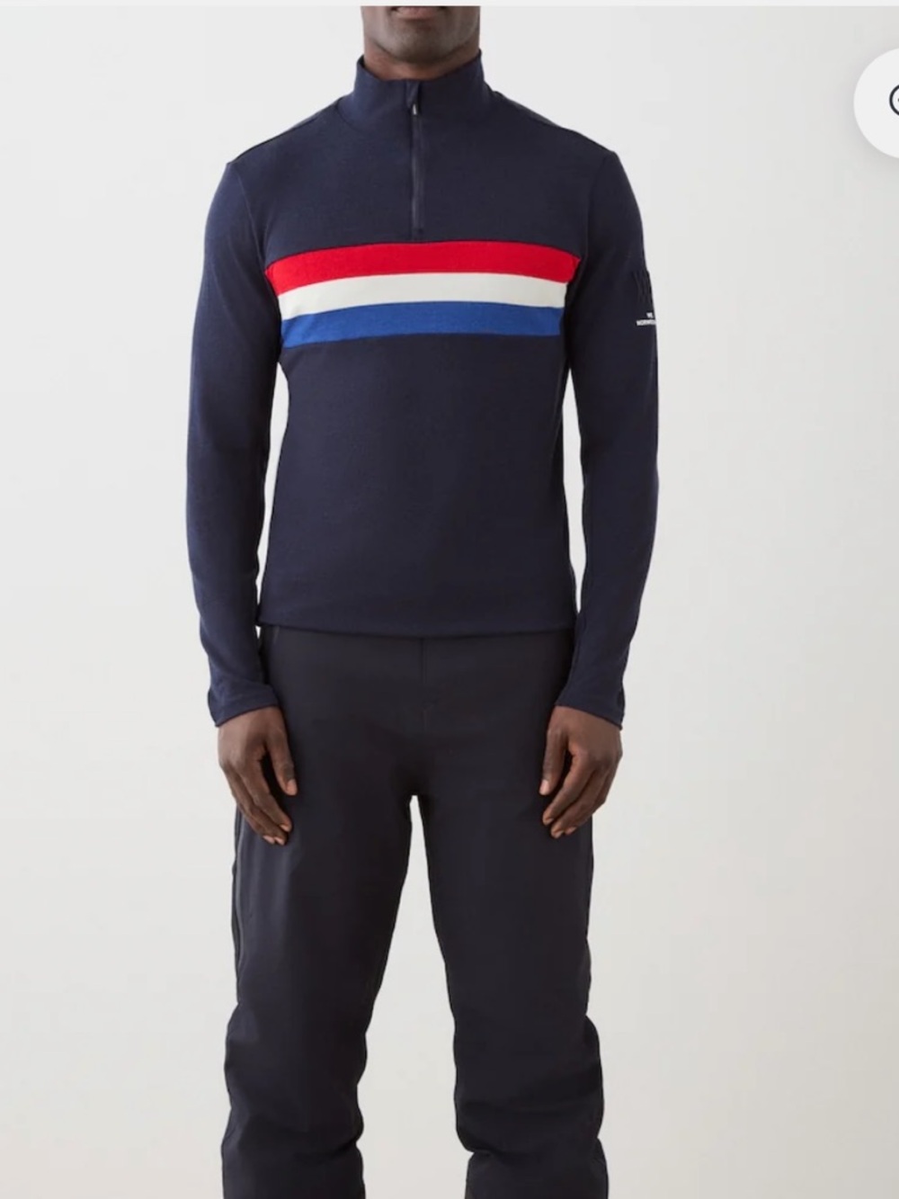 NEW Men's We Norwegians Navy 1/4 Zip‎ Sweater Flag Print Pique Merino Wool